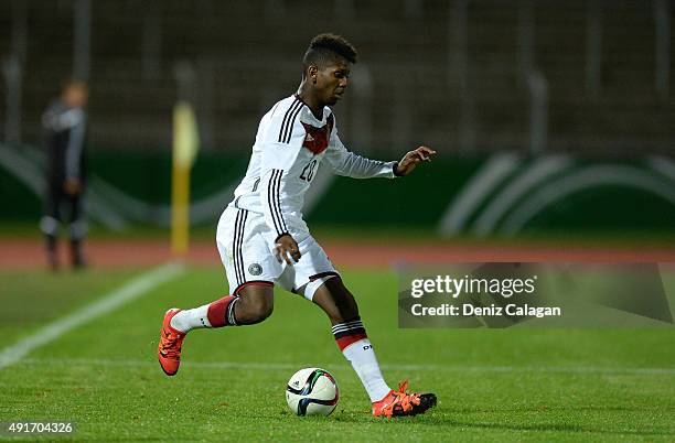 Boubacar Barry of Germany in action during the U20 Mercedes-Benz Elite Cup match between Germany and Turkey at Donaustadion on October 7, 2015 in...