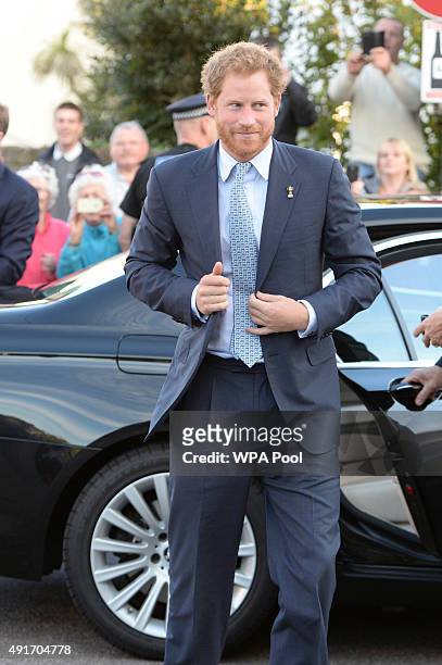 Prince Harry visits Paignton Rugby Club in Devon to present them with an RFU, Gold Standard facilities award on October 7, 2015 in Paignton in Devon,...