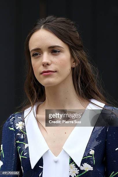 Stacy Martin arrives at the Miu Miu show as part of the Paris Fashion Week Womenswear Spring/Summer 2016 on October 7, 2015 in Paris, France.