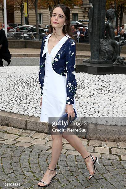 Stacy Martin arrives at the Miu Miu show as part of the Paris Fashion Week Womenswear Spring/Summer 2016 on October 7, 2015 in Paris, France.