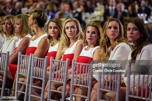 Team USA wives and girlfriends Tabitha Furyk, Robin Love, Angie Watson, Tahnee Kirk, Paulina Gretzky, Erica Holmes, Erin Walker and Annie Verret...