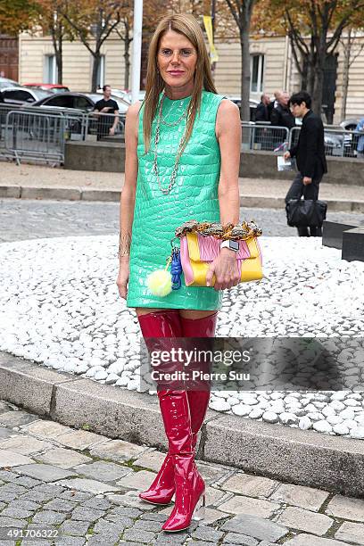 Anna Dello Russo arrives at the Miu Miu show as part of the Paris Fashion Week Womenswear Spring/Summer 2016 on October 7, 2015 in Paris, France.