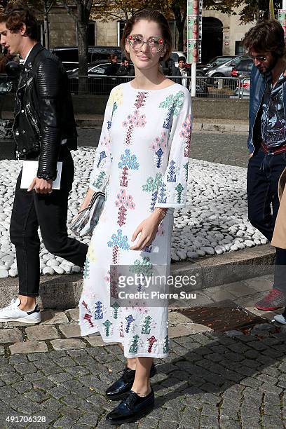 Sofia Sanchez Barreneches arrives at the Miu Miu show as part of the Paris Fashion Week Womenswear Spring/Summer 2016 on October 7, 2015 in Paris,...