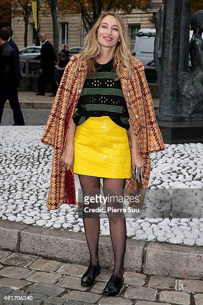 Alexandra Golovanoff arrives at the Miu Miu show as part of the Paris Fashion Week Womenswear Spring/Summer 2016 on October 7, 2015 in Paris, France.