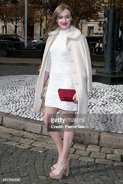 Maddison Brown arrives at the Miu Miu show as part of the Paris Fashion Week Womenswear Spring/Summer 2016 on October 7, 2015 in Paris, France.