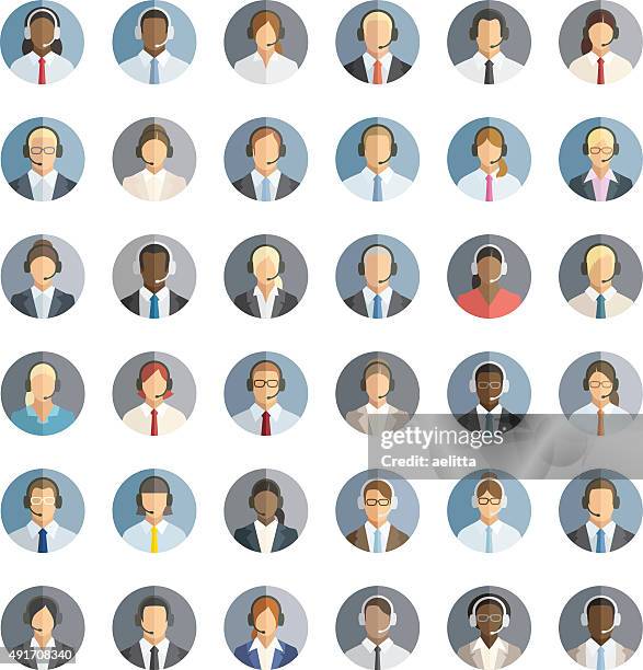 call center. icon set. - admin assistant stock illustrations