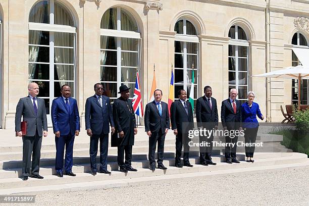 Britain's Foreign Secretary William Hague, Niger's president Mahamadou Issoufou, Chad's president Idriss Deby Itno, Nigeria's president Goodluck...