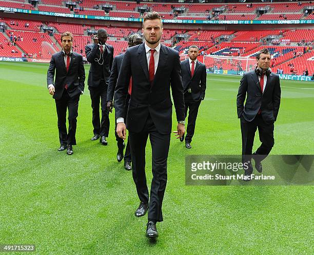 Carl Jenkinson of Arsenal before the FA Cup Final between Arsenal and Hull City at Wembley Stadium on May 17, 2014 in London, England.