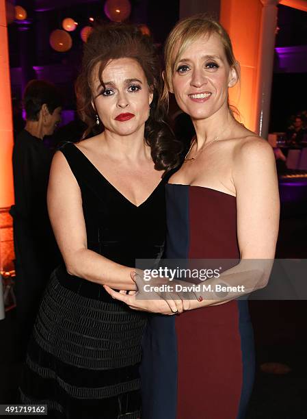 Helena Bonham Carter and Anne-Marie Duff attend the after party for "Suffragette" on the opening night of the BFI London Film Festival at Old...