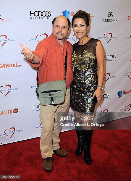 Actor Jason Alexander and host/newscaster Leyna Nguyen at the Celebrity Poker Tournament To Benefit Love Across The Ocean held at Commerce Casino on...