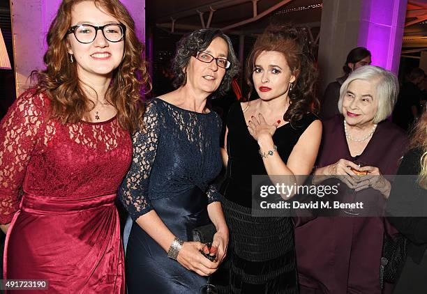 Laura Pankhurst, Helen Pankhust, Helena Bonham Carter and mother Elena Bonham Carter attend the after party for "Suffragette" on the opening night of...