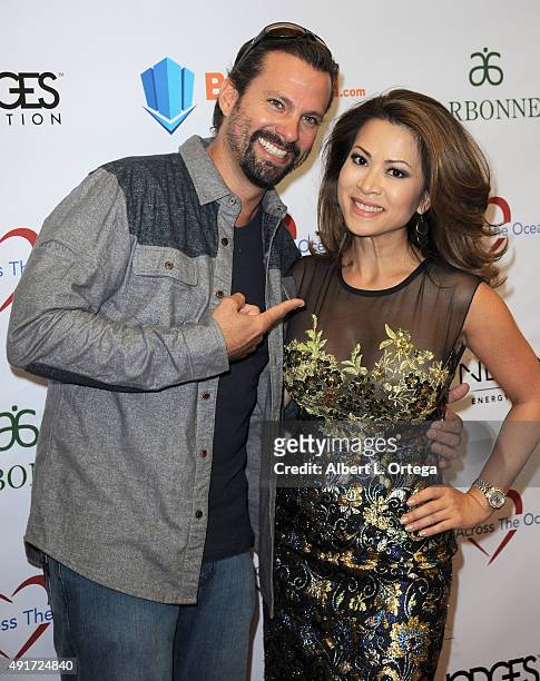 Actor Paulo Benedeti and host/newscaster Leyna Nguyen at the Celebrity Poker Tournament To Benefit Love Across The Ocean held at Commerce Casino on...