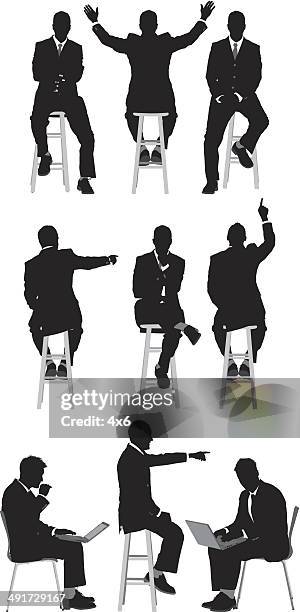 business people sitting - silhouette sitting stock illustrations