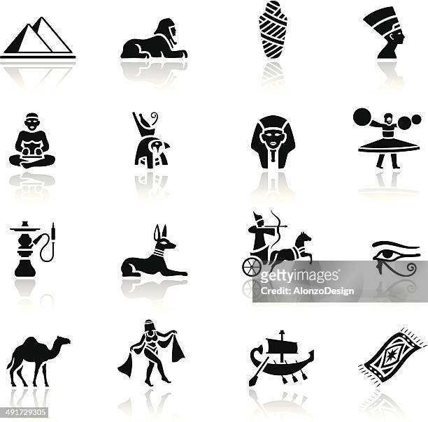 egyptian icon set - pyramid with eye stock illustrations