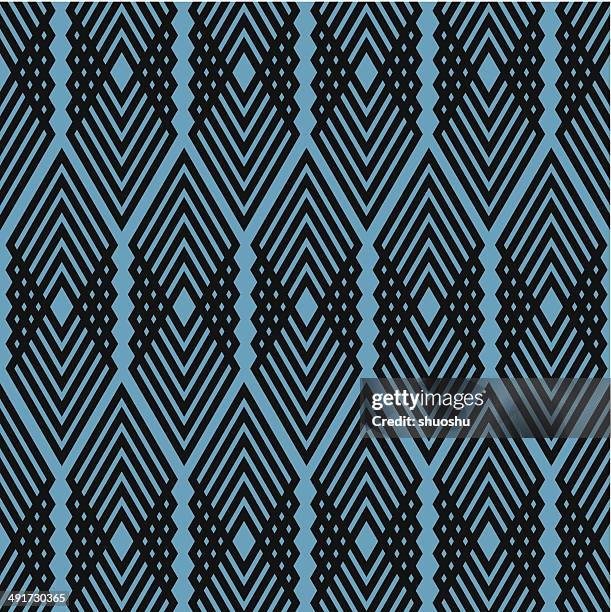 abstract black rhombus pattern with blue background - voluptuous stock illustrations