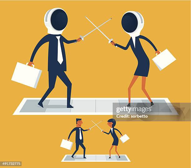 sword fighting - scratching arm stock illustrations