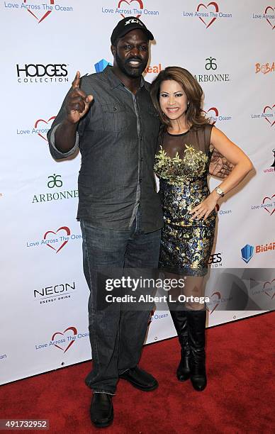 Player Jarrod Bunch and host/newscaster Leyna Nguyen at the Celebrity Poker Tournament To Benefit Love Across The Ocean held at Commerce Casino on...