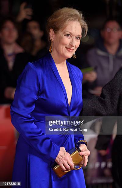 Meryl Streep attends a screening of "Suffragette" on the opening night of the BFI London Film Festival at Odeon Leicester Square on October 7, 2015...