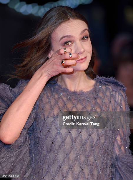 Carey Mulligan attends a screening of "Suffragette" on the opening night of the BFI London Film Festival at Odeon Leicester Square on October 7, 2015...