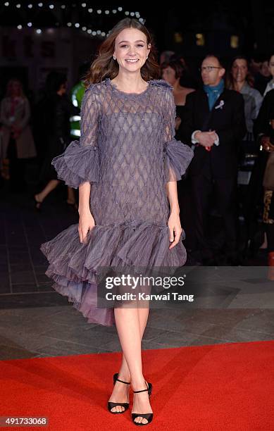 Carey Mulligan attends a screening of "Suffragette" on the opening night of the BFI London Film Festival at Odeon Leicester Square on October 7, 2015...