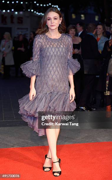 Carey Mulligan attends a screening of "Suffragette" on the opening night of the BFI London Film Festival at Odeon Leicester Square on October 7, 2015...