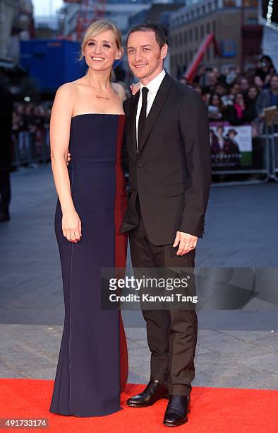Anne-Marie Duff and James McAvoy attend a screening of "Suffragette" on the opening night of the BFI London Film Festival at Odeon Leicester Square...