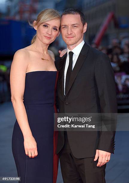 Anne-Marie Duff and James McAvoy attend a screening of "Suffragette" on the opening night of the BFI London Film Festival at Odeon Leicester Square...