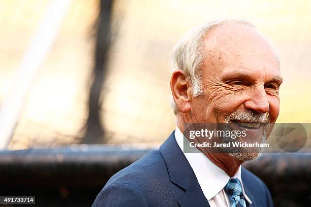 Jim Leyland of the Detroit Tigers looks on during batting practice prior to the National League Wild Card game between the Pittsburgh Pirates and the...