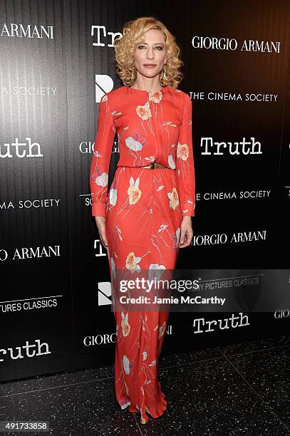 Actress Cate Blanchett attends the Giorgio Armani and Cinema Society screening of Sony Pictures Classics' "Truth" at Museum of Modern Art on October...