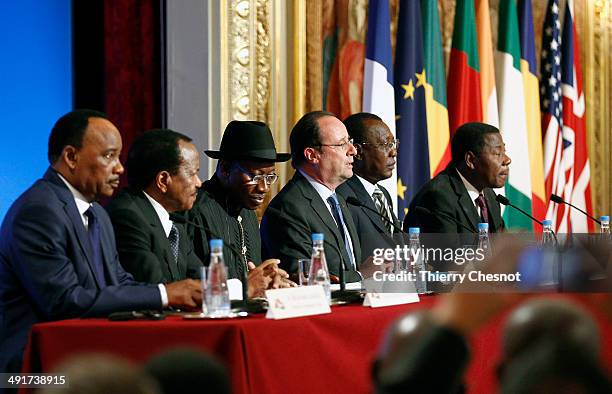 Niger's president Mahamadou Issoufou, Cameroon's president Paul Biya, Nigeria's president Goodluck Jonathan, French president Francois Hollande,...