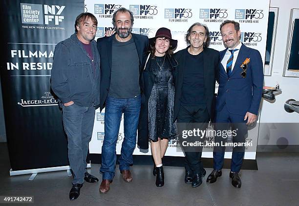 Richard Linklater, Panos Koronis, Filmmaker Athina Rachel Tsangari, Vangelis Mourikis and Yorgos Pirpassopoulus attend a screening of "Chevalier"...