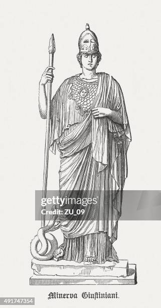 athena giustiniani (or giustiniani minerva), published in 1878 - minerva stock illustrations