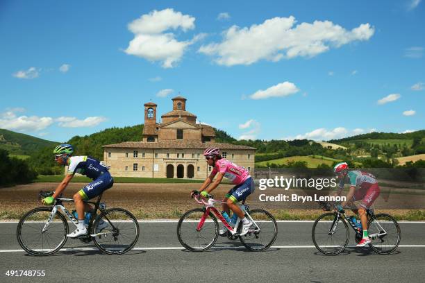 Orica-GreenEDGE riders Mitchell Docker of Australia, Michael Matthews of Australia and Ivan Santaromita of Italy in action during the eighth stage of...