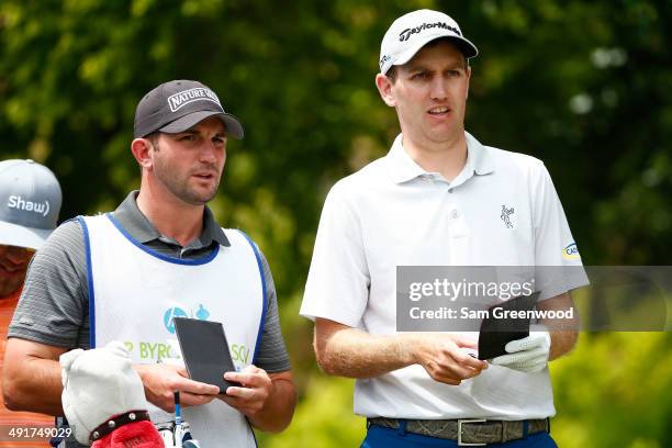 Brendon Todd prepares to hit his tee shot on the first hole during the third round of the HP Byron Nelson Championship at the TPC Four Seasons on May...