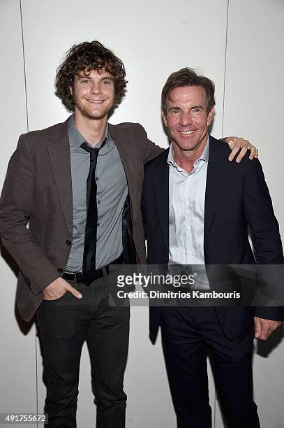Actors Jack Quaid and Dennis Quaid attend the Armani and Cinema Society Screening of Sony Pictures Classics' "Truth" after party at Armani Ristorante...