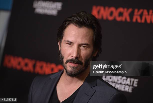 Actor Keanu Reeves attends the premiere of "Knock Knock" at TCL Chinese Theatre on October 7, 2015 in Hollywood, California.