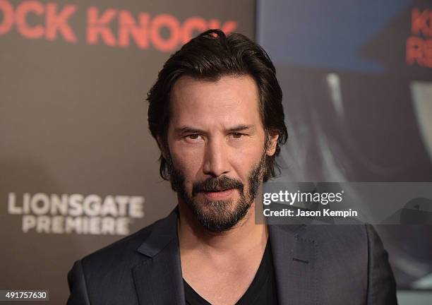 Actor Keanu Reeves attends the premiere of "Knock Knock" at TCL Chinese Theatre on October 7, 2015 in Hollywood, California.