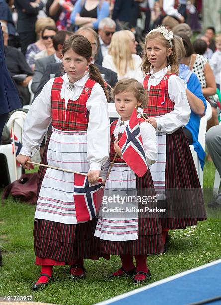 Maud Angelica Behn, Emma Tallulah Behn and Leah Isadora Behn the Daughters of Princess Martha Louise of Norway attend celebrations for Norway...