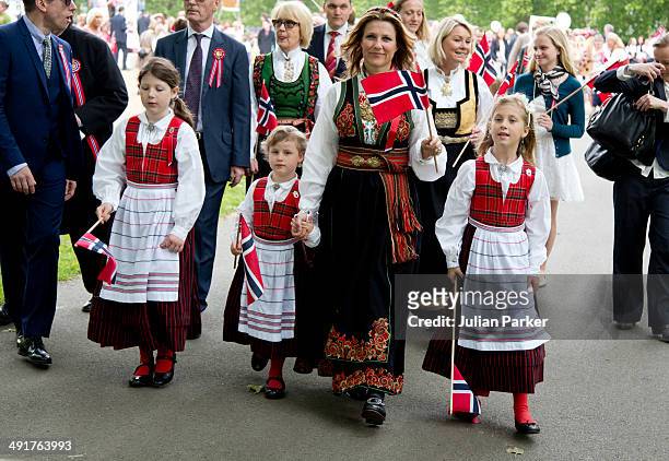 Princess Martha Louise of Norway, with her daughters:Maud Angelica Behn, Emma Tallulah Behn and Leah Isadora Behn attend celebrations for Norway...