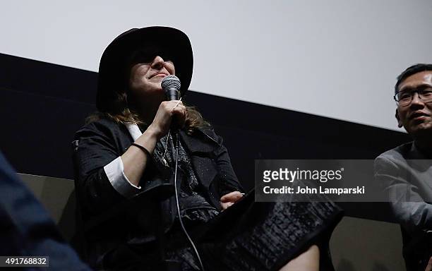 Filmmaker Athina Rachel Tsangari attends "Chevalier" Q&A during 53rd New York Film Festival at Elinor Bunin Munroe Film Center on October 7, 2015 in...