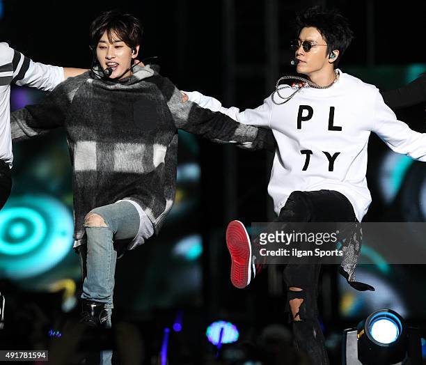 Perform onstage during the 2015 Gangnam Hanryu Festival at Yeongdong-daero on October 4, 2015 in Seoul, South Korea.