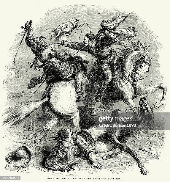 battle of edgehill - cavalier cavalry stock illustrations