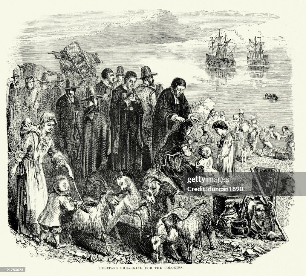 Puritans embarcar para as colônias