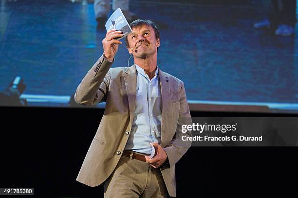 Nicolas Hulot foundation holds the conference ' L'appel de Nicolas Hulot' at Le Grand Rex on October 7, 2015 in Paris, France.