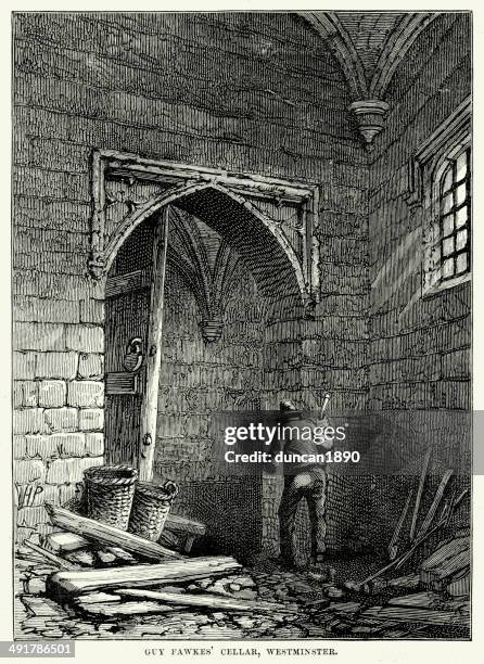 guy fawkes' cellar, westminster - basement stock illustrations