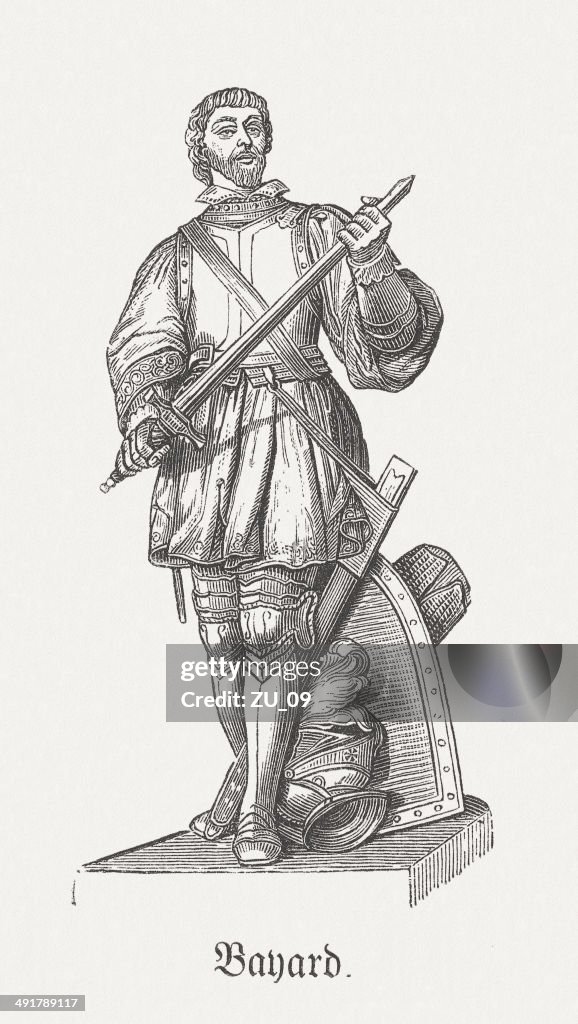 Pierre Terrail, seigneur de Bayard (c.1476-1524), wood engraving, published 1881