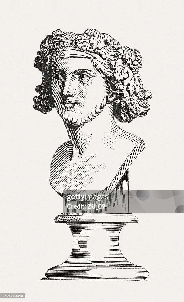 Bacchante, ancient bust, published in 1878