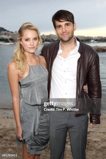 Actress Maika Monroe and writer/director David Robert Mitchell attend the "It Follows" reception during the 67th Annual Cannes Film Festival on May...