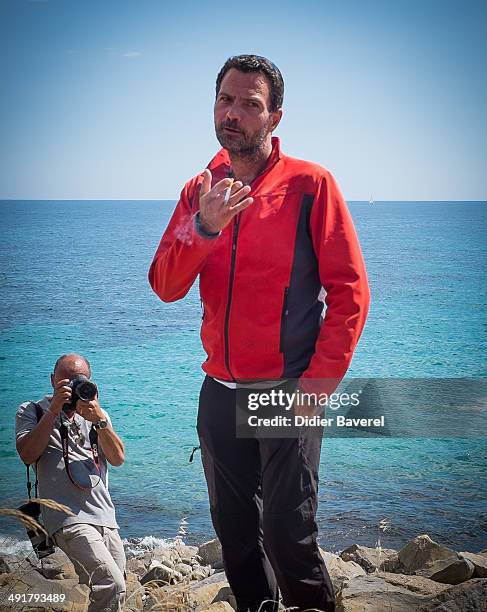 Former Societe General Bank trader Jerome Kerviel arrives near the French Border on May 17, 2014 in Ventimiglia, Italy. The former trader is facing...