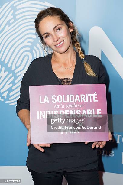 Claire Keim attends the Nicolas Hulot foundation conference ' L'appel de Nicolas Hulot' at Le Grand Rex on October 7, 2015 in Paris, France.